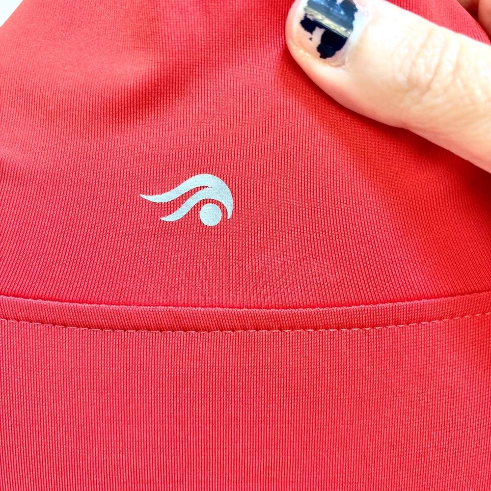 Ideology Red Mock Turtleneck Long Sleeve Ruching Stretch Thumbhole Size Large - Picture 4 of 6